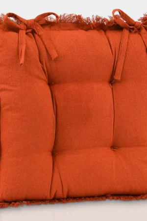 Dessus de chaise à franges 'Aelis' terracotta Commander Vite